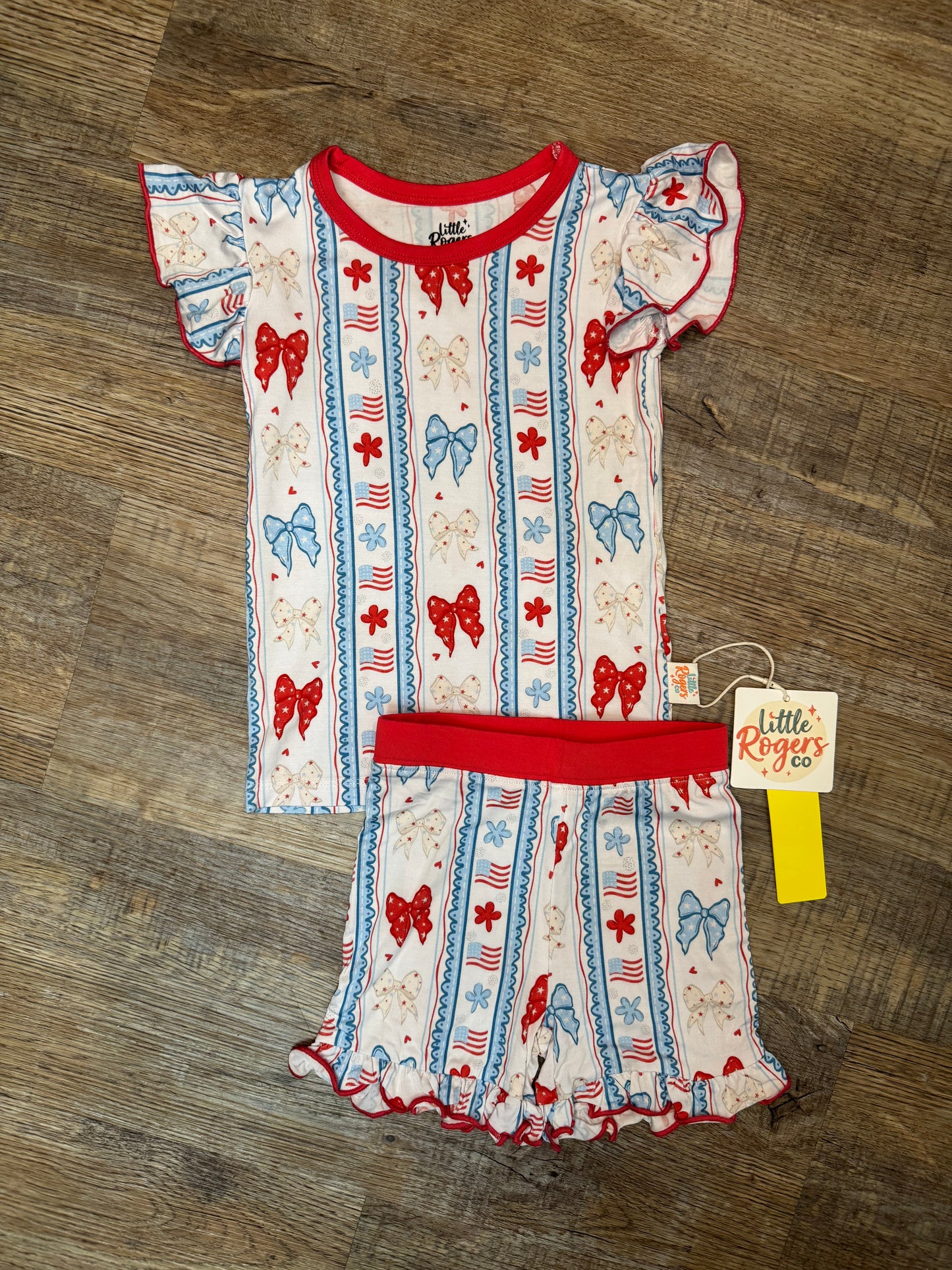 Star Spangled Bows Ruffle Short Set