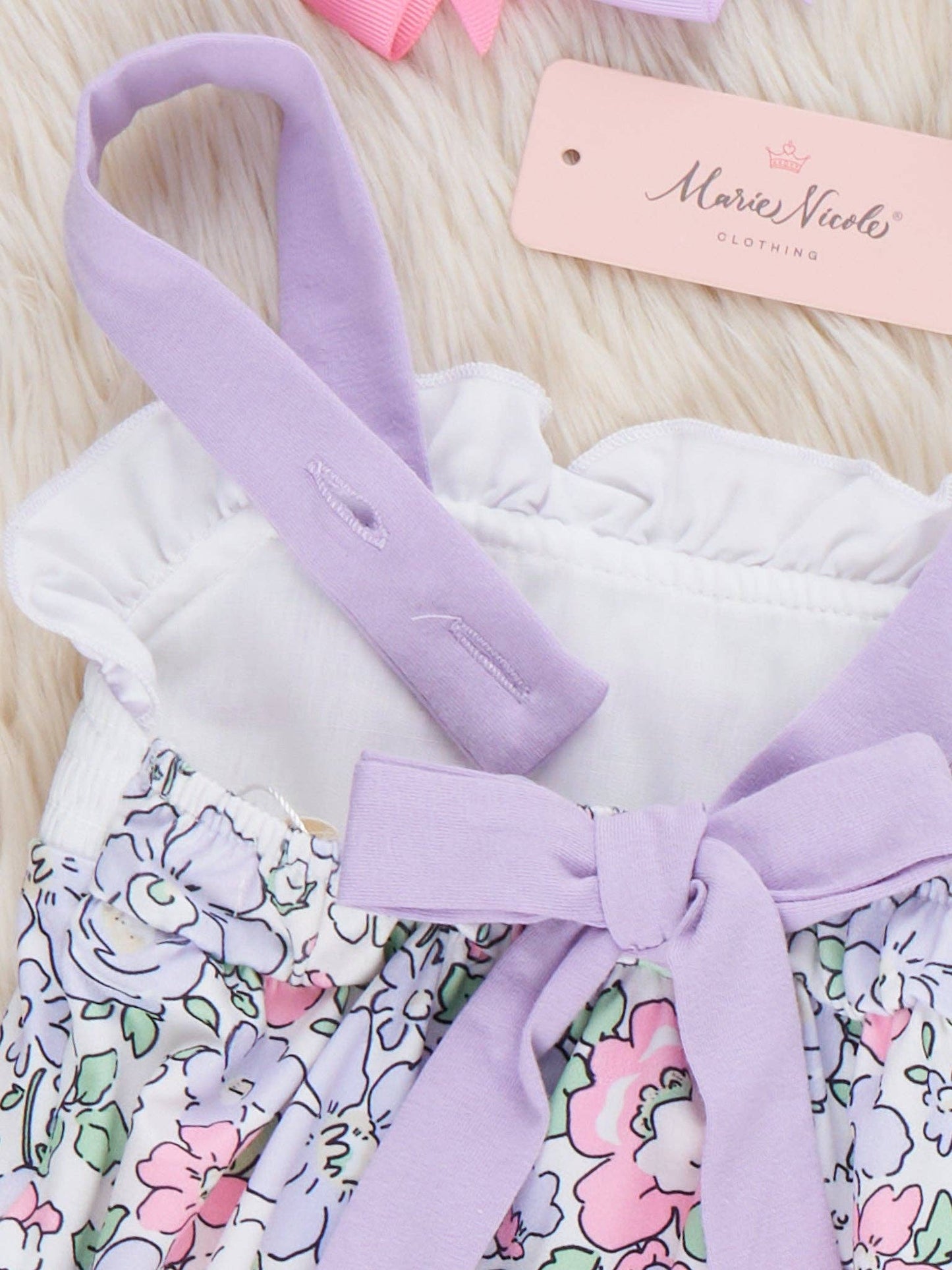 DADDY'S GIRL Petal Hem Smocked Ruffle Bubble Romper