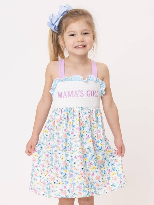 MAMA'S GIRL Petal Hem Smocked Ruffle Dress