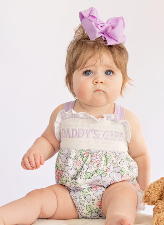 DADDY'S GIRL Petal Hem Smocked Ruffle Bubble Romper