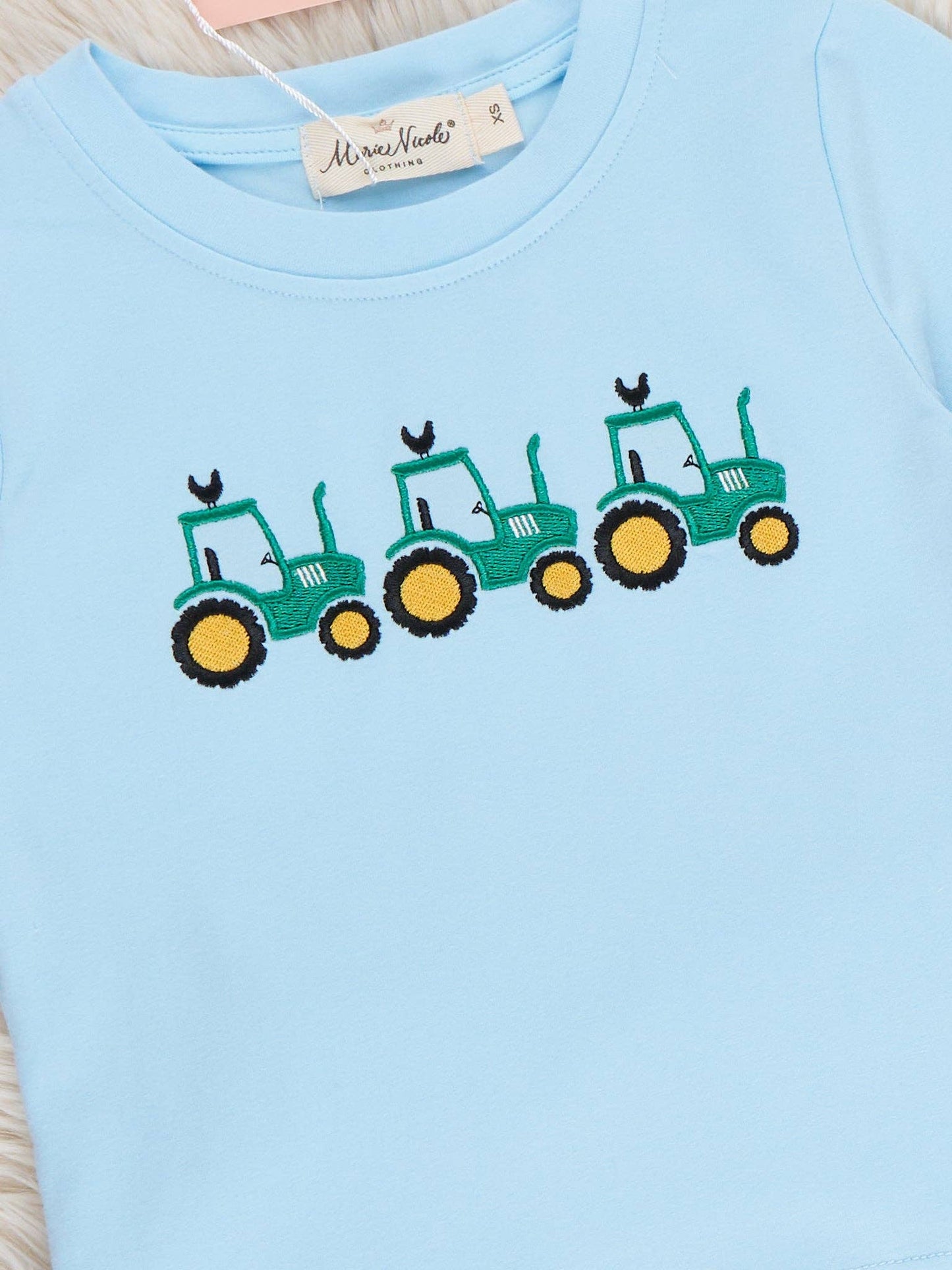 Little Farmer’s Fun Embroidered Plaid Outfit