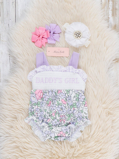 DADDY'S GIRL Petal Hem Smocked Ruffle Bubble Romper