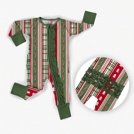 Holly & Plaid Ruffle Zippy