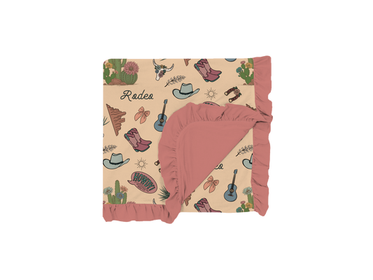 Cactus Cowgirl Ruffle Blanket
