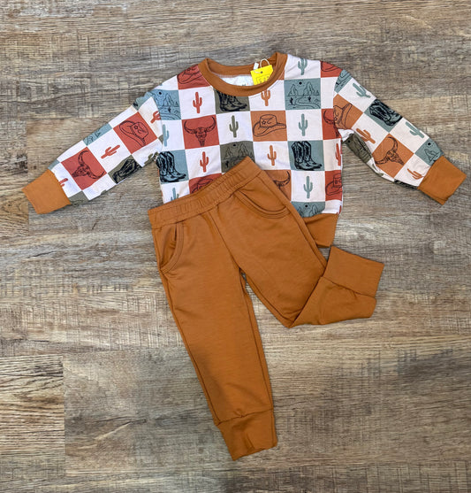 Cowboy Checks Jogger Set