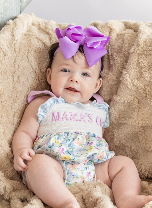 MAMA'S GIRL Petal Hem Smocked Ruffle Bubble Romper