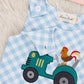 Embroidered Rooster Tractor Gingham Johnny
