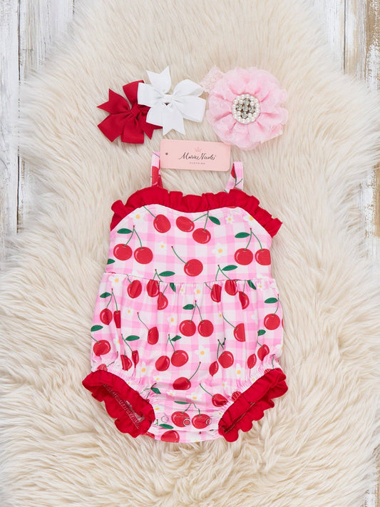 Cherry Berries Delight Ruffle Romper
