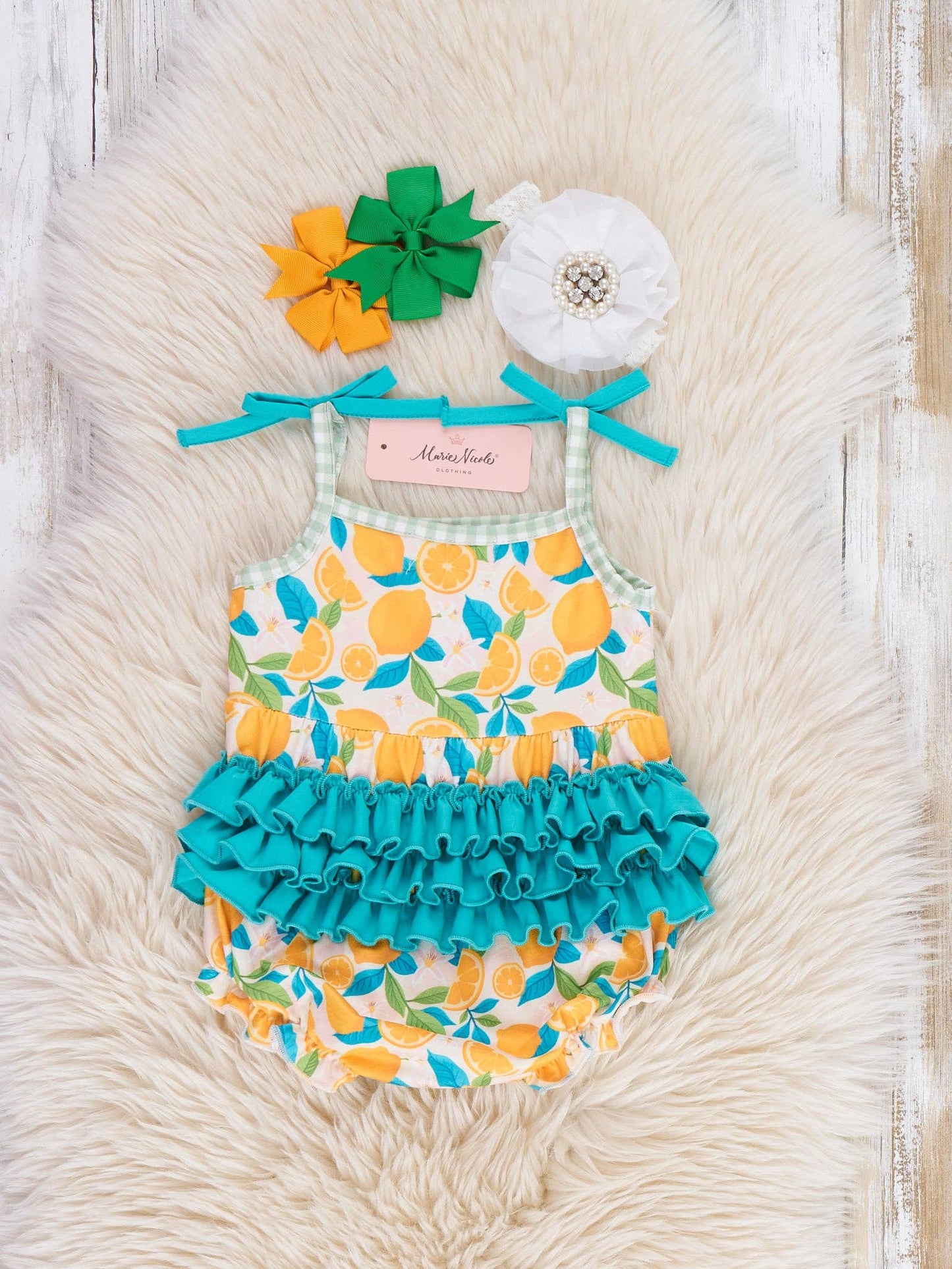 Sweet as Lemon Pie Ruffle Bubble Romper
